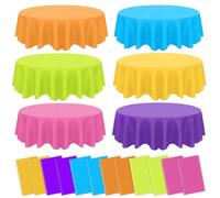 12 Pcs Assorted Color Plastic Tablecloths, Disposable Round 84 Inch Round Neon Party Table Covers for Neon Birthday Wedding Picnic Home Bridal Shower Mexican Fiesta Festival Party Decorations