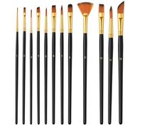 12 Pcs Assorted Shapes & Sizes Artist Paint Brush, Artist Paint Brush Set, Professional Brushes for Acrylic, Watercolor, Oil, and Gouache, Beginners and Professionals
