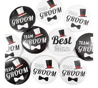 12 Pcs Bachelor Party Buttons Pins Set,Men Button and Team Groom Badge Pins,Bridal Shower Gifts Bash Favors, One Size, Tinplate, tinplate