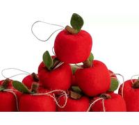 12 Pcs Back to School Felt Apple Ornament, 1.96" x 1.5" Felt Hanging 3D Apple Tree Decorations, Red Apple-Shaped Party Classroom Decor for Welcome First Day of School Holiday Home DIY Decor, Xmas Holi