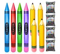 12 Pcs Back to School Inflatables Decorations Inflatable Pencil Crayon Composition Notebook Classroom Theme Decor First Day of School Welcome Decoration for Teacher Student Celebration Party Supplies