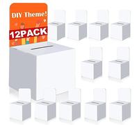 12 Pcs Ballot Boxes Suggestion Boxes Donation Box for Fundraising, Cardboard Raffle Box with Slot and Removable Header for Collecting Business Card Voting Contest (White)