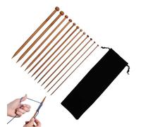 12 Pcs Bamboo Knitting Needles Set 10mm, 8mm, 6mm, 5mm, 4mm，3mm, Wooden Knitting Needles Set with Storage Bag for Childrens Adults Beginners Professionals DIY Knitting Hand Weaving