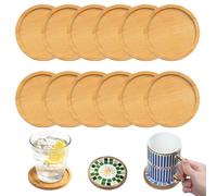 12 Pcs Bamboo Mosaic Coasters for Drinks, Reusable Wooden Drink Coasters | Absorbent Saucers for Home Bar, DIY Craft Supplies, Plant Pot Mats & Art Plate Stand, Gift for Housewarming