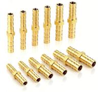 12 Pcs Barb, 6/8/10mm Hose Joiner Connector, Brass Barbs Splicer Fitting, Hoses Coupler Line Connectors, Straight Pipe Connection Joint Fittings Splicers 2 Way Elbow Adapter for Water Gas Oil Petrol