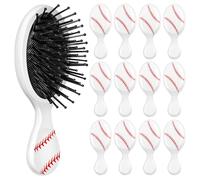 12 Pcs baseball Mini Detangler Brush, Mini Travel Hair Brush, Bristles Plastic Detangling Brush, No Tangle Soft Flexible Bristles for Straight, Curly, Thick Hair for baseballl Team Gift Sport Party