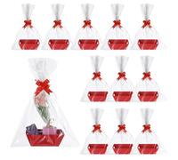 12 PCS Baskets for Gift Package, Empty to Fill with Handles 12 Bulk Gift Bags 12 Bows Ribbons DIY for Wedding, Birthday Party, Thank You Gift Wrapping Boxes