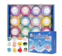 12 pcs Bath Bomb Gift Set,Handmade Natural and Organic Bubble Bombs,for Kids with Surprise Toy Inside,with Surprise Sea Animal Toy Inside,Birthday Christmas Easter Party Girls Boys