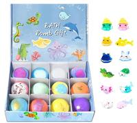 12 pcs Bath Bomb Gift Set,with Surprise Toys Inside, Organic and All Natural Ingredients Bubble Bath Bombs Fizzes Spa Ideal Birthday Easter for Boys & Girls (A)