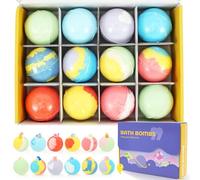 12 Pcs Bath Bombs, Bubble Bath Balls with Natural and Organic Ingredients, Fizzy Balls with Surprise Inside, Colorful Fizzes Bathbombs for Birthday, Party, or Easter Gifts(Glow-in-the-Dark Edition)