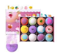 12 Pcs Bath Bombs for Kids with Toy Inside, Bath Toy Salt Ball Bubble Bombs Gift Set for Kids Home Spa Fizzes Balls for Boys Girls
