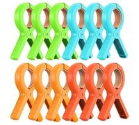 12 PCS Beach Towel Clips, Large Colorful Large Laundry Clip Towel Pegs, Bright Color Plastic Quilt Clips for Sun Lounger Washing Line Laundry Pool Chairs Sunbeds