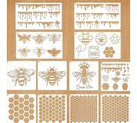 12 Pcs Bee Honeycomb Stencil, Honeycomb Hexagon Reusable Drawing Template, Bee Hive Stencils for Painting