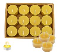 12 PCS Beeswax Candles, Beeswax Tealight Candles, Bees Wax Candles for Relaxation, Indoor and Outdoor Use, Long Burning Time, This Works Candle Perfect for Gifting