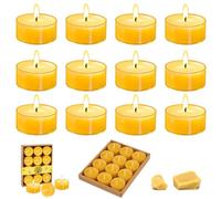 12 pcs Beeswax Candles Set, Smokeless Beeswax Candle, Handmade Non Toxic Candles, Linen Cotton Wick. Long-Burning Beeswax tealight Candles for Air-Purifying, Rustic Table Decor & Holiday Events