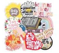 12 PCS Bible Verse Embroidered Iron On Patches for Clothes,Christian Sew On Applique Patches for Hat,Backpack,Jackets,Vintage Inspired Embroidery Patch for Kids,Teens, Adult
