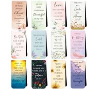 12 pcs Bible Verses Magnetic Bookmarks Floral Design Magnet Page Markers Religious Christian Gifts Book Markers Bible Page Clips Church Supplies for Women Men Teacher Reading Home Office