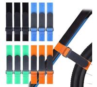 12 PCS Bike Rack Straps Adjustable Bike Wheel Strap with Hook-and-Loop Anti-Slip Bikes Tie Down Strap Extended Nylon Straps Reusable for Car Bike Racks Wall Mounts Transport and Storage