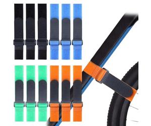 12 PCS Bike Rack Straps Adjustable Bike Wheel Strap with Hook-and-Loop Anti-Slip Bikes Tie Down Strap Extended Nylon Straps Reusable for Car Bike Racks Wall Mounts Transport and Storage