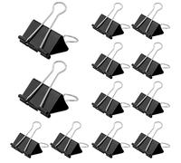 12 Pcs Binder Clips, 51mm Large Black Metal Foldback Clips, Large Bulldog Clips Metal Foldback Clamps Black Stationery File Money Paper Clamps Binder Clip for School