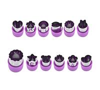 12 Pcs Biscuit Cutters Vegetable Cutter Shapes Set Baking Purple | Stainless steel and plastic 12 pieces large 6x4cm small 4.2x2.5cm for fondant sugar paste marzipan craft clay