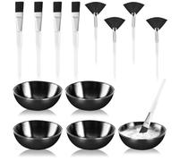 12 Pcs Black Esthetician Supplies for Facials Set 4 Black Facial Bowls Esthetician 4 Facial Brushes Esthetician 4 Flat Brushes Face Mask Cosmetic Applicators for Mud Cream Spa Salon Makeup Women Gift