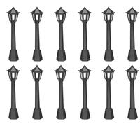 12 Pcs Black Mini Miniature Street Light Model, Railway Train Post Lamps Light Poles for Outside, Fairy Garden Lighting Accessories, Black Lamp Outdoor Pathway Lantern Post Accessories