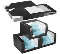12 Pcs Black Present Boxes, Hat Storage Boxes with Window Display, 7.9×7.9×4.7" Sturdy Paper Hat Boxes, Display Boxes for Baseball Caps, Dad Hats, Fold Packing Boxes