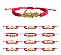 12 PCS Black Santa Muerte Bracelets, Handmade Red Thread Holy Death's Bracelet,Rosario de la santa muerte Prayer Gift For Men and Women, One Size, Rhinestone, Rhinestone