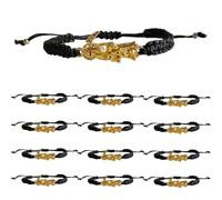 12 PCS Black Santa Muerte Bracelets, Handmade Red Thread Holy Death's Bracelet,Rosario de la santa muerte Prayer Gift For Men and Women, One Size, Rhinestone, Rhinestone