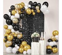 12 Pcs Black Shimmer Wall Backdrop Panels for Party, MSDADA 3 FT x 4 FT Black Sequin Backdrop for Birthday Graduation Home Party Decorations Anniversary Decor