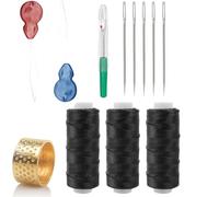 12 Pcs Black Thread and Needle Kit,Hand-Sewing Black Needle and Thread Kit, Strong Sewing Cotton, Professional Sewing Set for Hand-Sewing Fabrics Suitable, Curtains, DIY Accessories