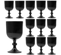 12 Pcs Black Vintage Wine Glasses, 11 Ounces Colored Glass Water Goblets, Unique Embossed Pattern High Clear Stemmed Glassware Wedding Party Bar Glass Drinking Cups Fancy Glasses Set Hand Wash Only