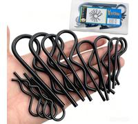 12 Pcs Black Zinc Heavy Duty Hitch Pins Clip R Clips Spring Retaining Wire Hair Pins Cotter Pin Strong Spring Grip R Clip for Trailer Tractors Mower Carts Truck Pin Clips M3x60 M3.5x75 M4x90 M5x100