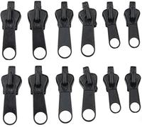 12 Pcs Black Zipper Repair Kit Fix Zip Replacement Zip Slider Teeth Rescue Zipper for Tailor Sewing Craft Bulk to Clever Fashion Sewing Notions and Supplies Fasteners Zippers