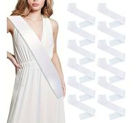 12 Pcs Blank Hen Night Party Sashes, VEGCOO Blank Satin Pageant Sashes Plain Sashes to Decorate Sashes, DIY Sashes for Pageants Homecoming Parades Bachelor Wedding Birthday Party Decorations (White)