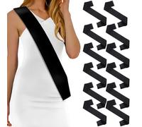 12 Pcs Blank Hen Night Party Sashes, VEGCOO Blank Satin Pageant Sashes Plain Sashes to Decorate Sashes, DIY Sashes for Pageants Homecoming Parades Bachelor Wedding Birthday Party Decorations (Black)