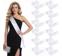12 Pcs Blank White Satin Sash for Pageants Sublimation Plain Sashes DIY Senior Bride Pageant Sashes 2026 Senior White Sash Party Accessory for Birthday Graduation Wedding Party DIY Supplies