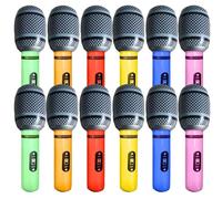 12 Pcs Blow Up Microphone, Inflatable Microphone, Inflatable Microphones for Parties, Inflatable Party Props, Star Party Supplies Easter Birthday Party Gifts Stage Performance 9.8 Inches (6 Colors)