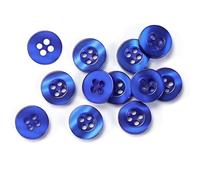 12 PCS Blue Round Resin Sewing Plastic Buttons Pearlescent Flat 4 Holes 18L for Clothing DIY Crafts Decoration 11.5mm