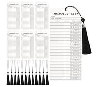 12 PCS Book Themed Party Favor with 12 PCS Black Tassels, Reading List Bookmarks, Book Club Party Decor Decoration, Bookish Item Gifts, Library Card, Bookmark Bulk, Book Accessories, School Supplies