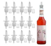 12 PCS Bottle Pourers and 12 PCS Rubber pourers dust Cap Covers Syrup Pourer Pour Spouts Plastic Liquor Bottle Pourers with Rubber Pourers Dust Cap Covers Bottle Pourers (Clear)