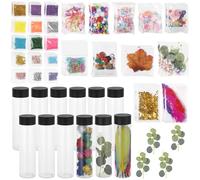 12 PCS Bottles with DIY Accessories Kits, 400 ML Plastic Bottles with Lids, Glitter Sequins Accessories Seasons Sensory Bottles for DIY Creativity Calm Down Anxiety Crafts