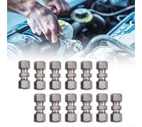 12 Pcs Brake Line Fittings Adapter Assortment for 4.75mm Brake Pipe, Iron Material, Silver, Universal Car and Truck Brake Hose Connector Set