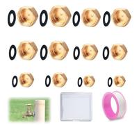 12 Pcs Brass Blanking Caps,1/8 1/4 3/8 1/2 3/4 Brass Blanking Nut Cap,Brass Spigot Cap Hexagonal,Brass Plumbing Fittings,Brass Female Cap with Washer for Washing Machine Radiator Valve Faucet Tap