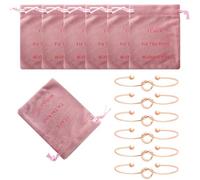 12 Pcs Bridesmaid Proposal Gifts Set of 6 Metal Knot Bracelets and I Can't Tie The Knot Without You Drawstring Bags Bridesmaid Gifts For Bridal Party Wedding, One Size, Metal, no gemstone