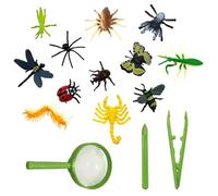 12 Pcs Bugs Toys for Kids,Realistic Plastic Bugs,Insect Toys Kit,for Children's Early Education Insect Theme Party,with Bring Play Tools