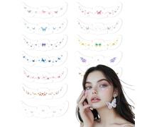 12 Pcs Butterfly Glitter Freckles Face Tattoo, Metallic Sparkle Face Stickers, Waterproof Temporary Makeup Patches, Festival & Party Face Glitter Freckles for Women and Girls