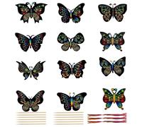 12 Pcs Butterfly Scratch Art for Kids,Rainbow Scratch Bookmarks Craft Kits for Children,Scratch Art Party for Birthday Party Bag Fillers,Classroom Gift (12pcs Butterflies)