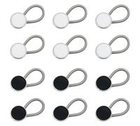 12 Pcs Button Extender, Adjustable Button Extender for Trousers, Elastic Collar Extenders for Mens Shirts, Non Metal Men Women Shirts Pants Jeans Elastic Buttons, for Expanding Collar Dress Shirt